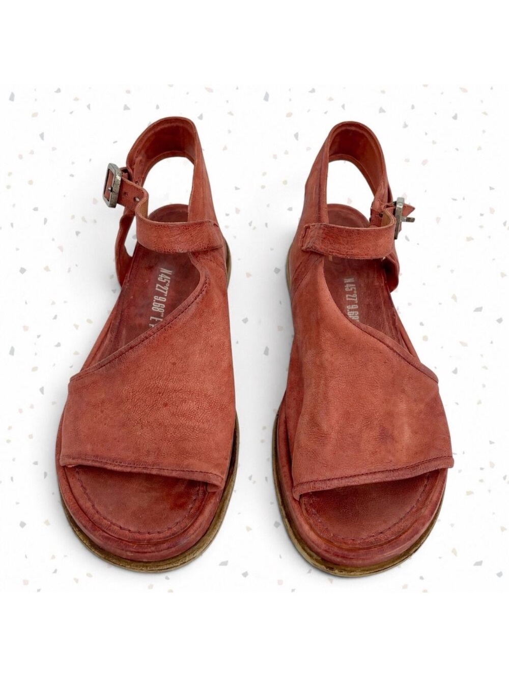 A.S.98 Phil Sandals Rust Red Orange Leather Boho Earthy Festival Flats Size 38